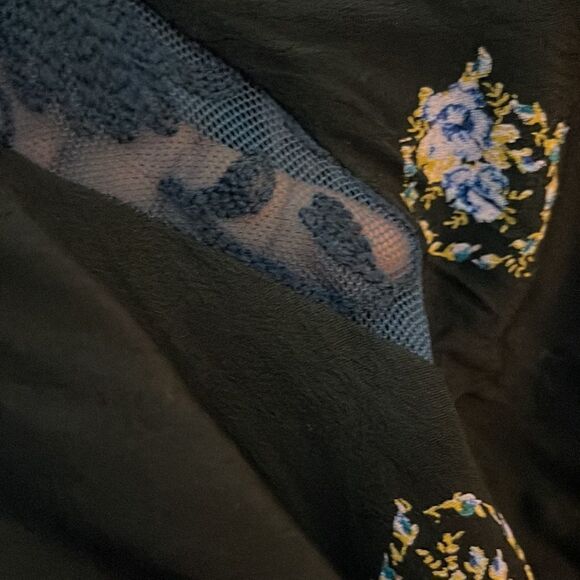 Free People Mockingbird Embroidered Mesh Inset Minidress Black - Picture 6 of 7